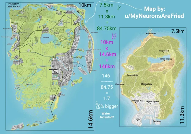 gta 5 vs gta 6 map comparisons